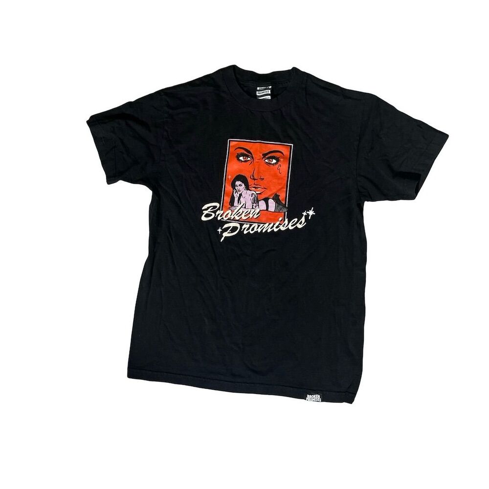 Broken Promises Graphic‎ T-Shirt Black Unisex M Retro 90s Style
